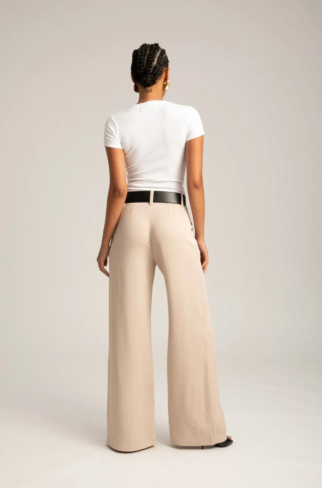 Beige Crepe Pleated Trouser sold by SPRWMN product image thumbnail 5
