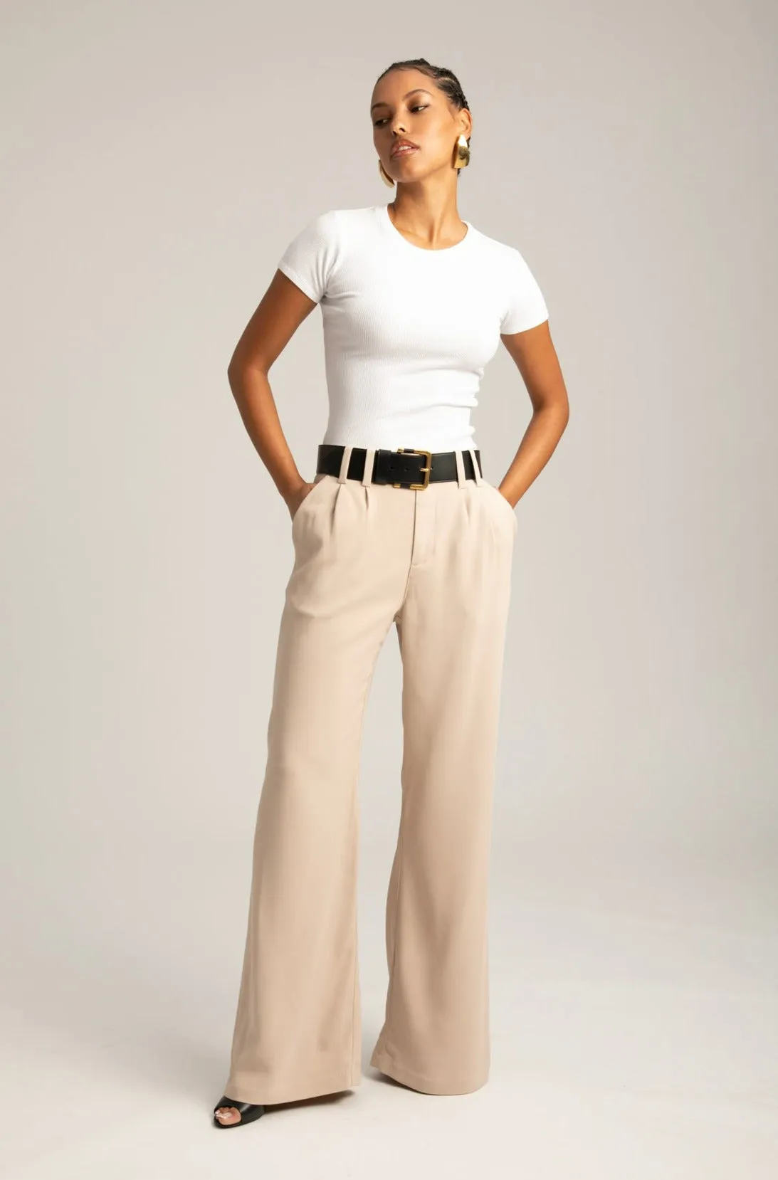 Beige Crepe Pleated Trouser sold by SPRWMN product image thumbnail 3