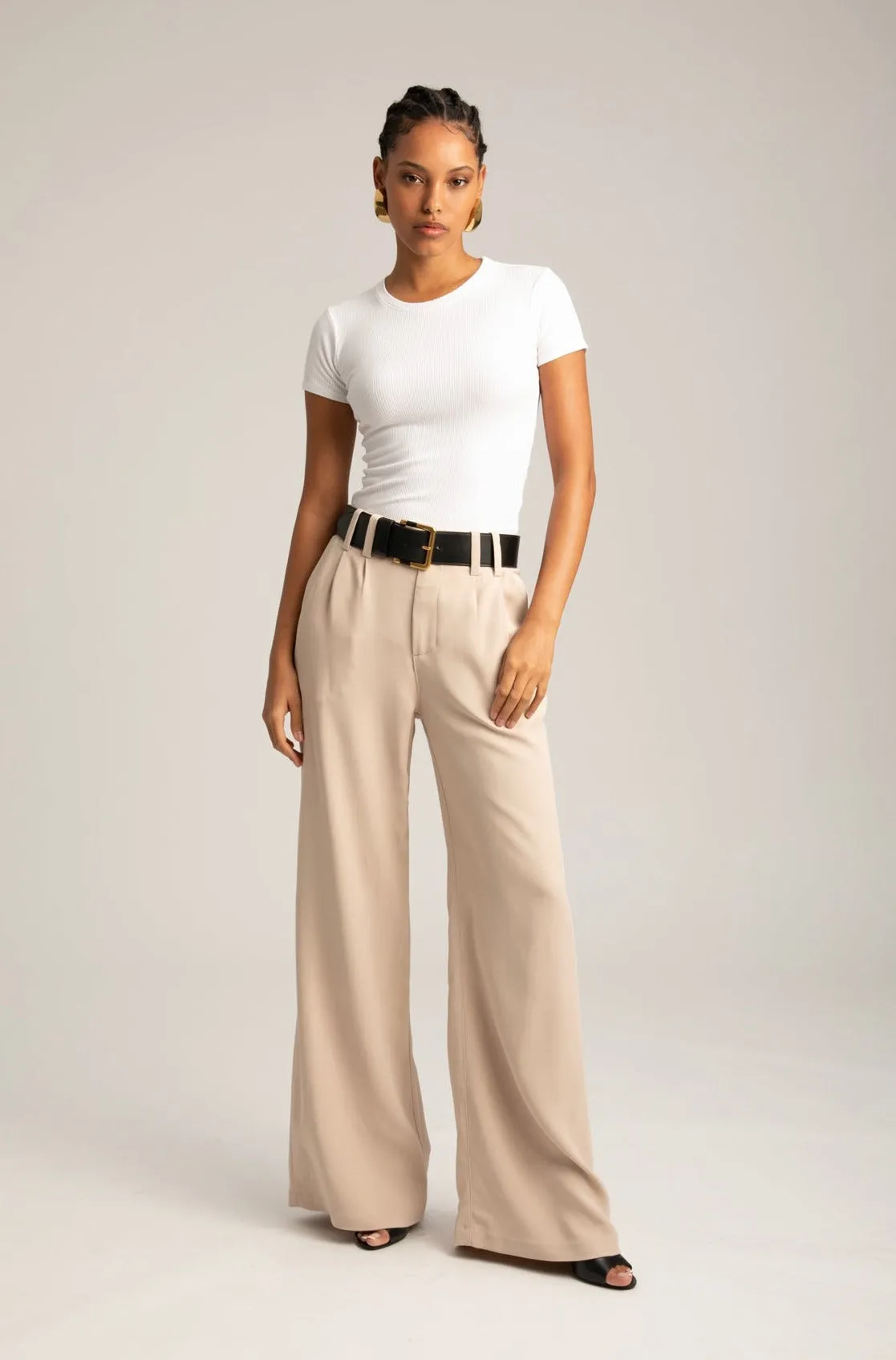 Beige Crepe Pleated Trouser sold by SPRWMN