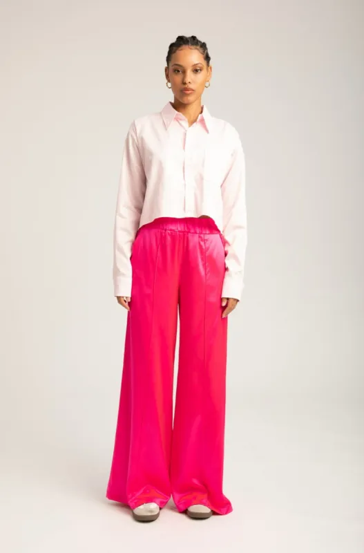 Fuchsia Silk Wide Leg Pintuck Pants sold by SPRWMN