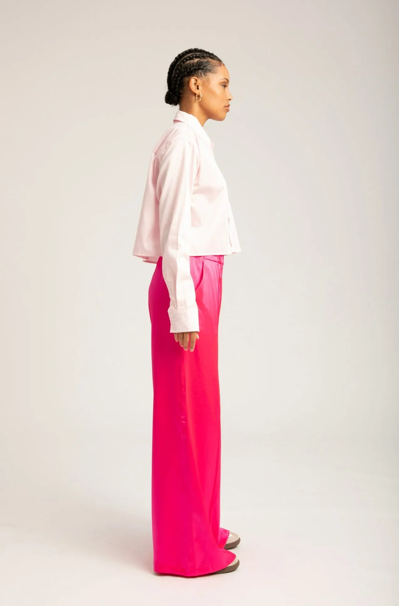 Fuchsia Silk Wide Leg Pintuck Pants sold by SPRWMN product image thumbnail 5