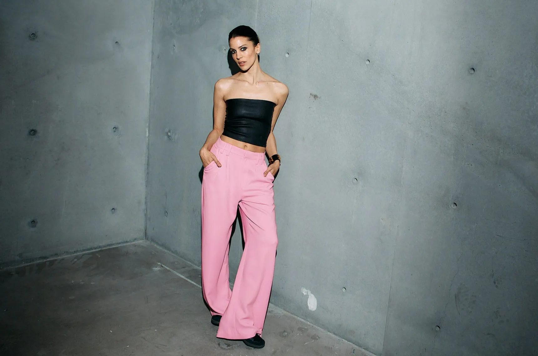 Rose Crepe Pleated Trousers sold by SPRWMN product image thumbnail 5