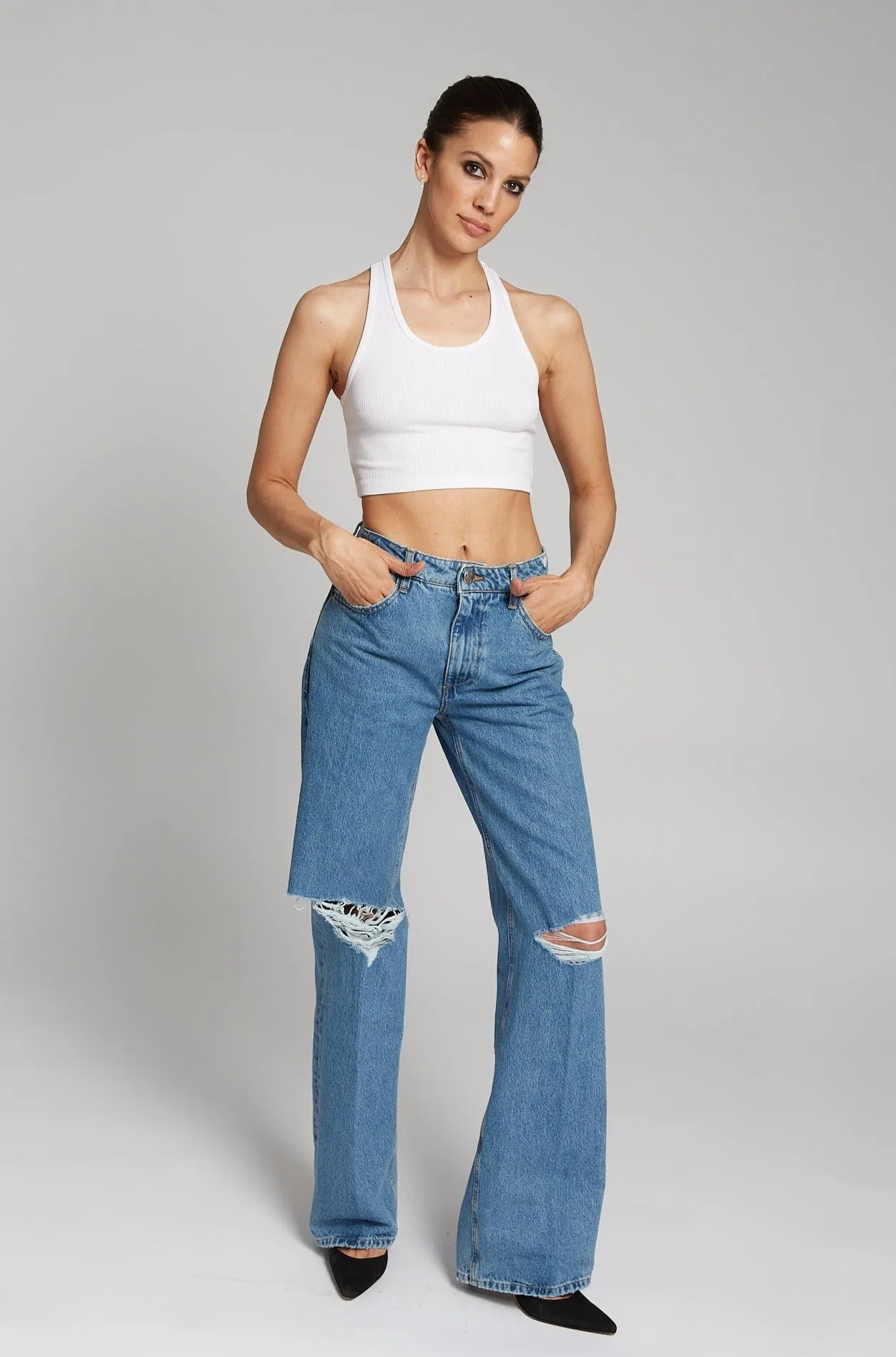 Josephine Distressed Baggy Denim sold by SPRWMN