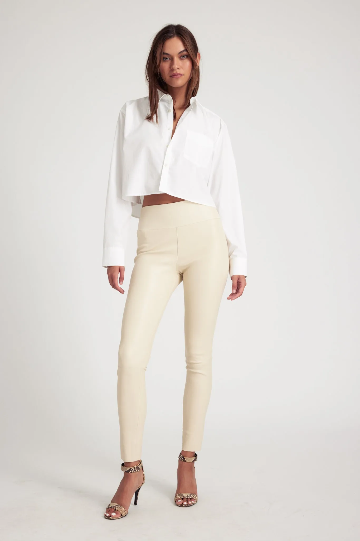 White Cropped Button Down sold by SPRWMN product image thumbnail 3