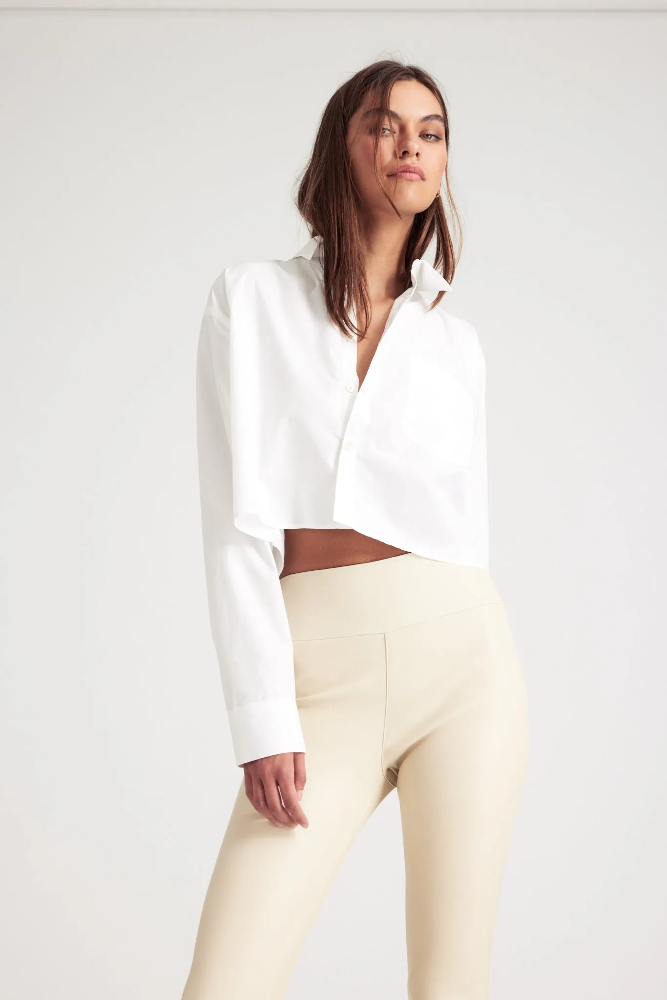 White Cropped Button Down sold by SPRWMN product image thumbnail 5