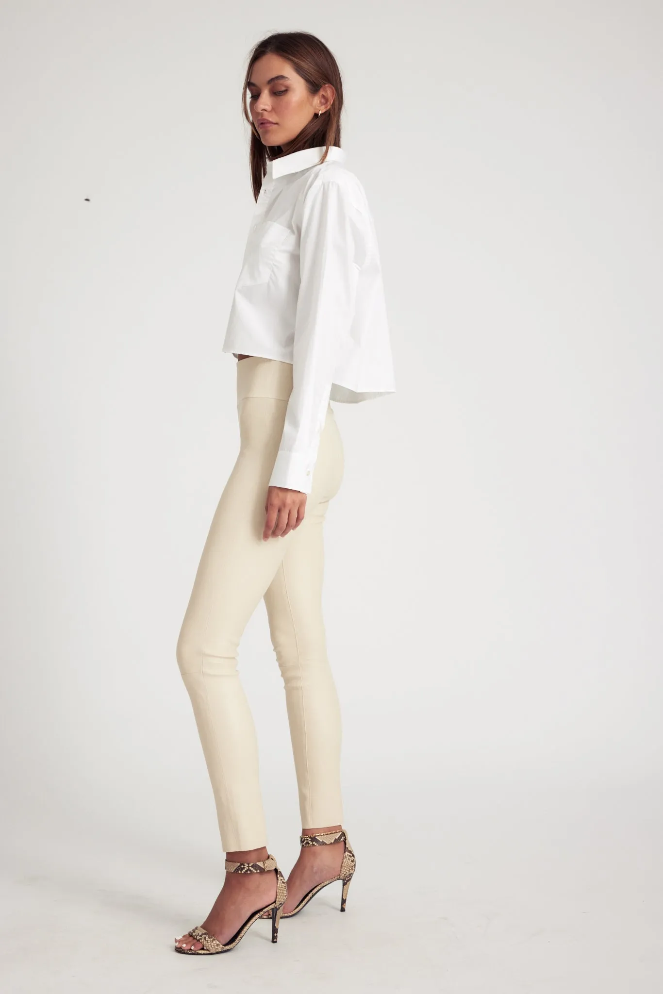 White Cropped Button Down sold by SPRWMN product image thumbnail 4
