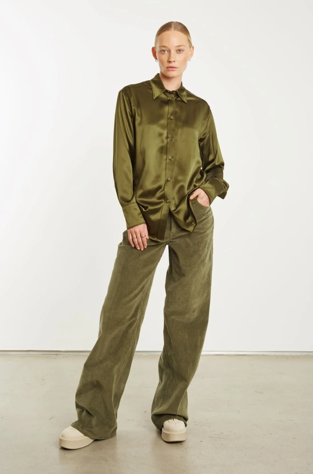Moss Corduroy Wide Leg Trousers sold by SPRWMN