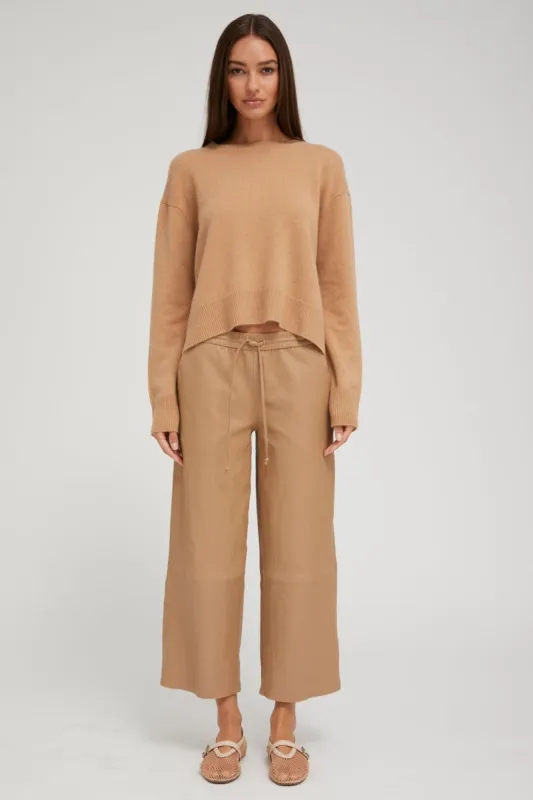 Desert Leather Cropped Baggy Pants sold by SPRWMN