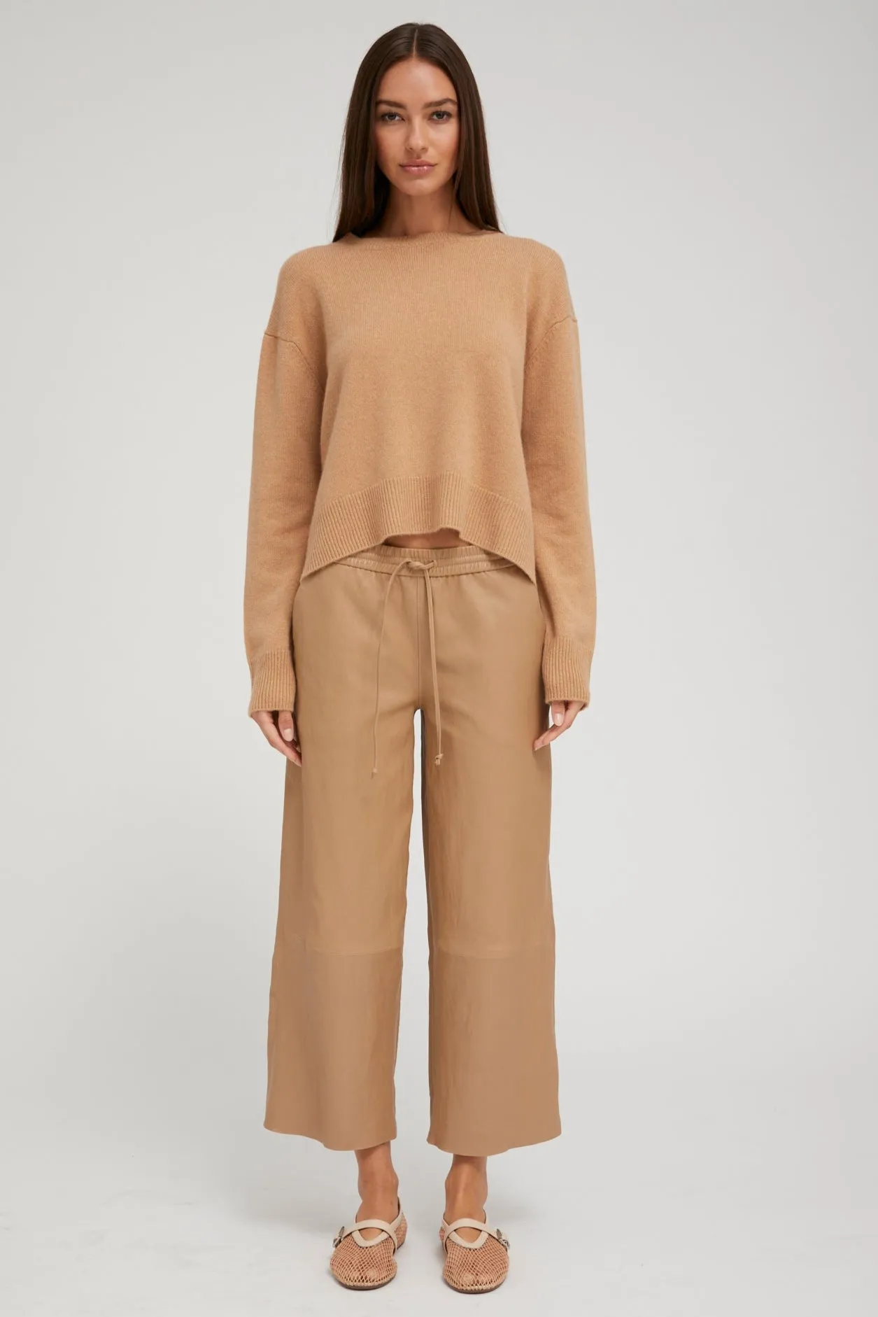 Desert Leather Cropped Baggy Pants sold by SPRWMN