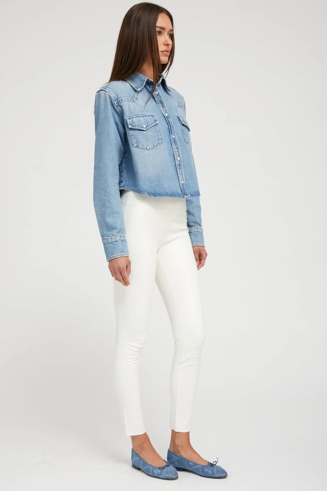 Paradis Denim Cropped Western Button Down sold by SPRWMN product image thumbnail 3