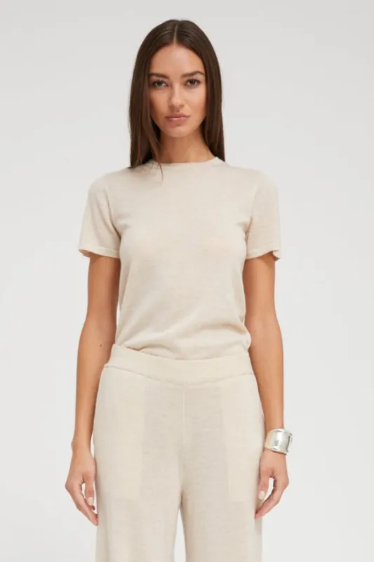 Latte Ultra Fine Cashmere Tee sold by SPRWMN