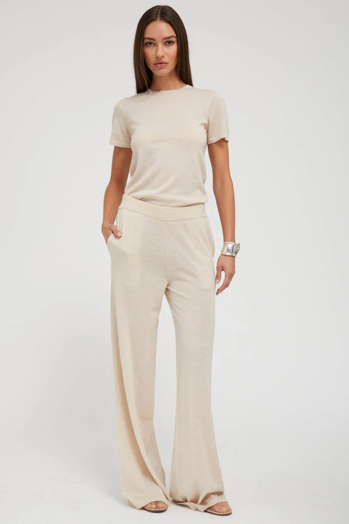 Latte Ultra Fine Cashmere Tee sold by SPRWMN product image thumbnail 2