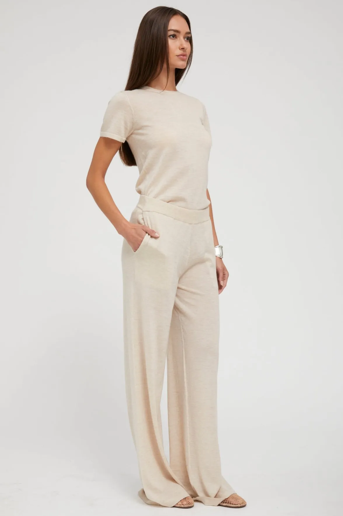 Latte Ultra Fine Cashmere Tee sold by SPRWMN product image thumbnail 3