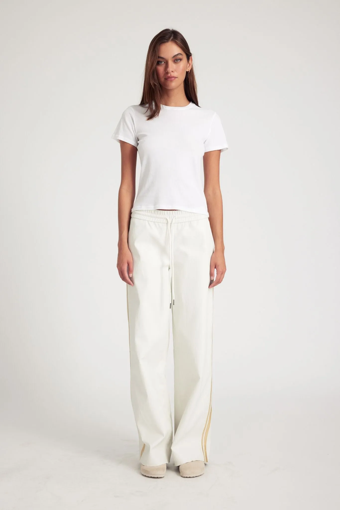 White Leather Athletic Drawstring Pants sold by SPRWMN product image thumbnail 2
