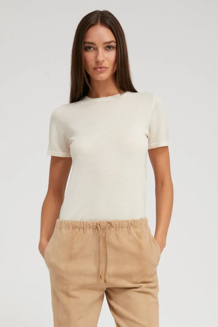 Chalk Ultra Fine Cashmere Tee sold by SPRWMN