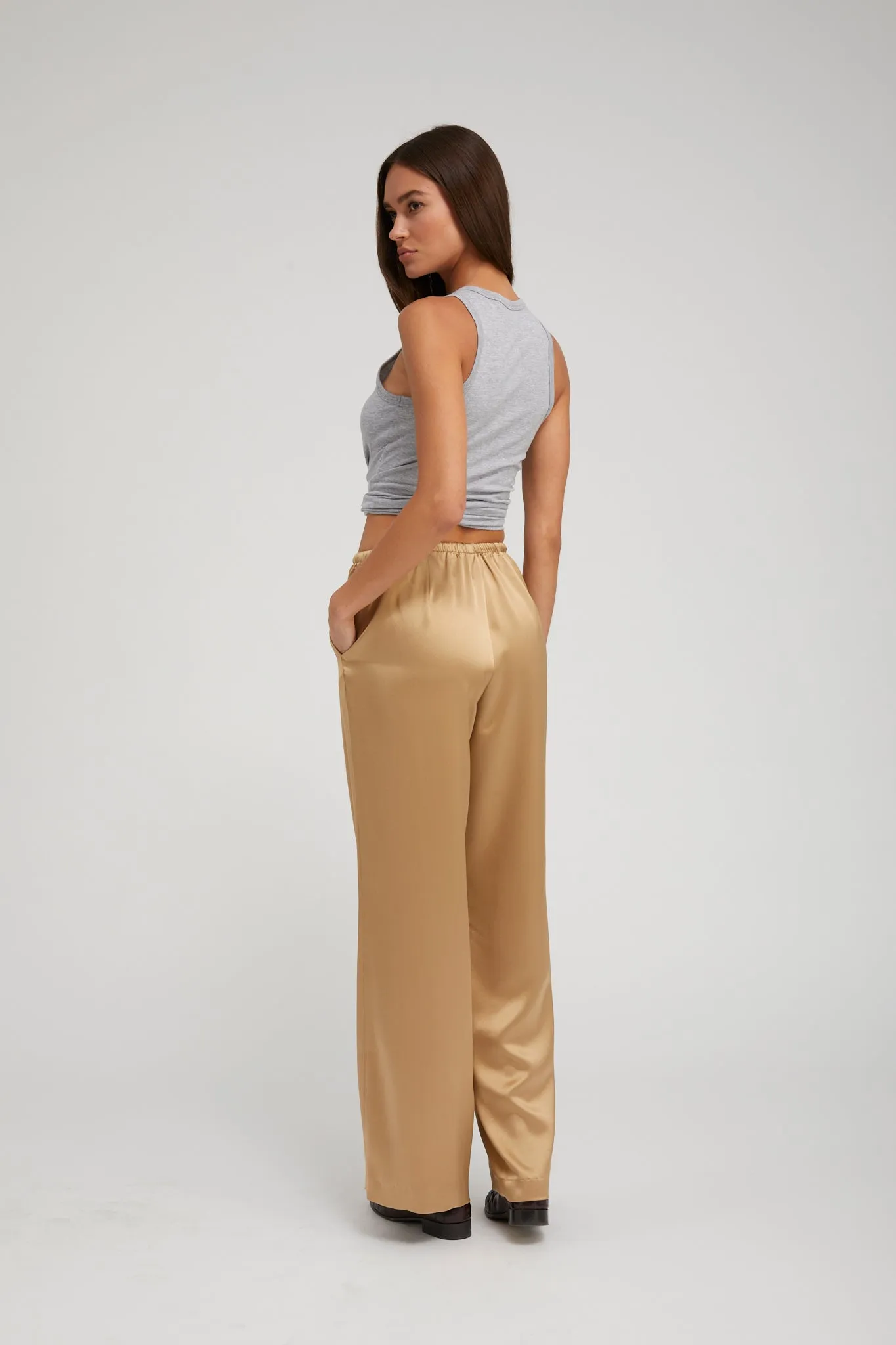 Khaki Silk Kauai Pants sold by SPRWMN product image thumbnail 4
