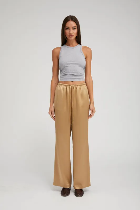 Khaki Silk Kauai Pants sold by SPRWMN