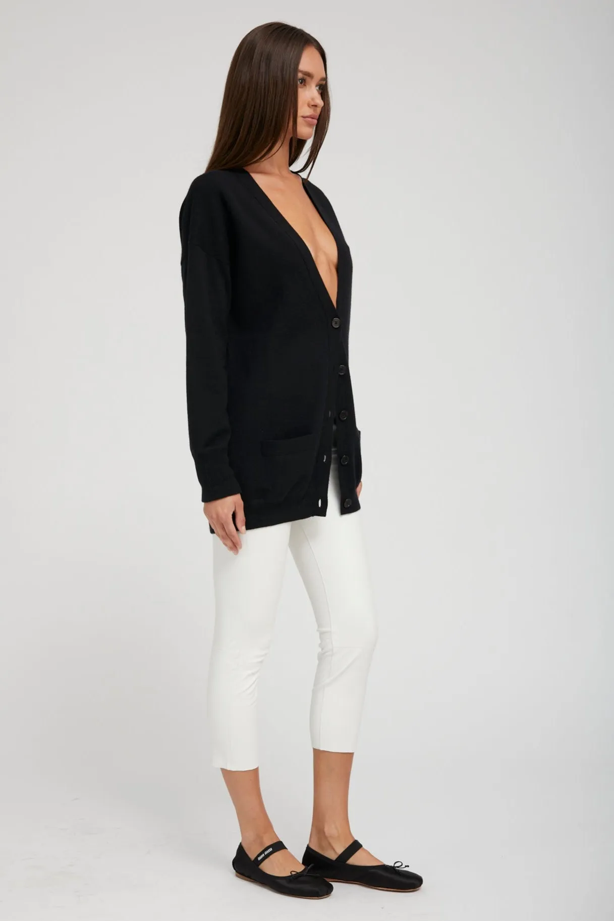 Black Cashmere Boyfriend Cardigan sold by SPRWMN product image thumbnail 4