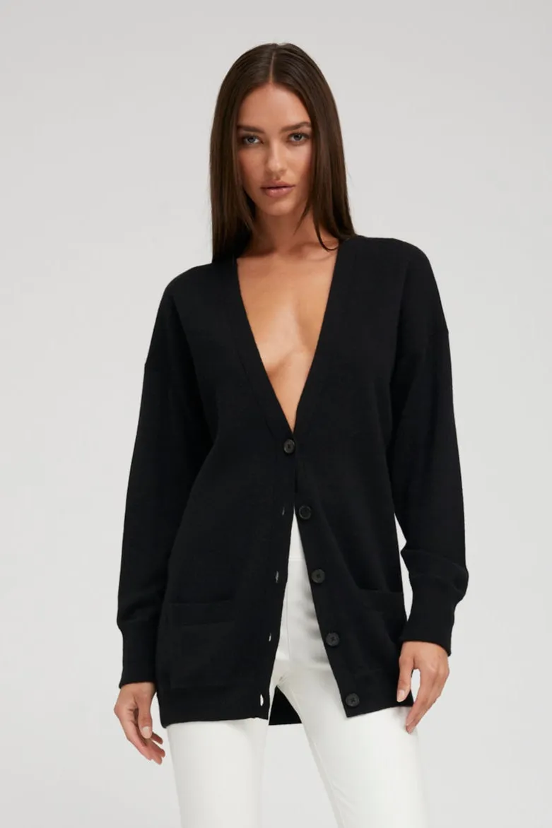 Black Cashmere Boyfriend Cardigan sold by SPRWMN