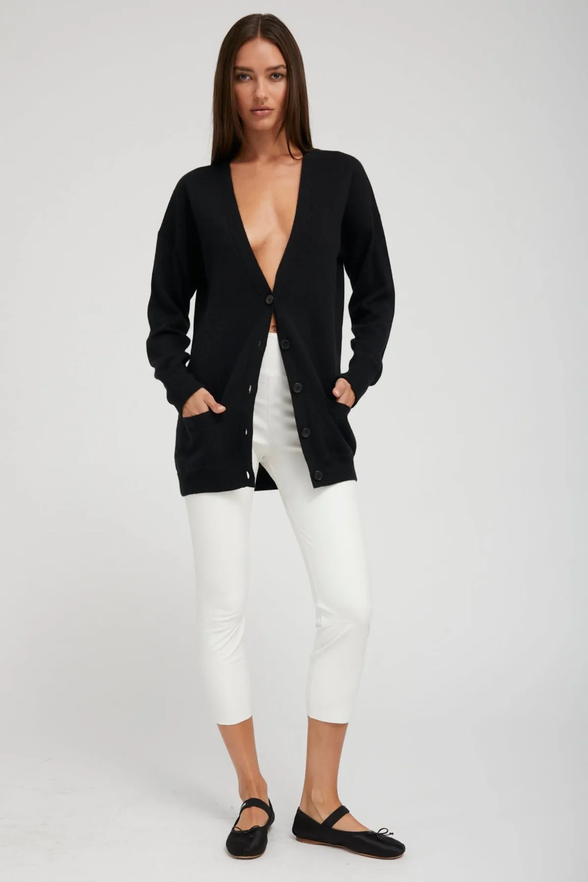 Black Cashmere Boyfriend Cardigan sold by SPRWMN product image thumbnail 2