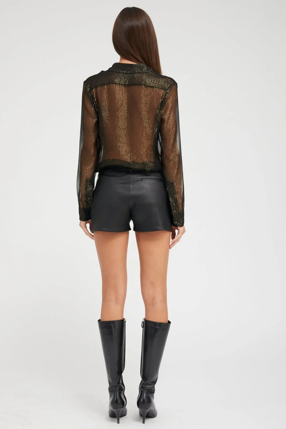 Black and Gold Silk Fitted Button Down sold by SPRWMN product image thumbnail 4