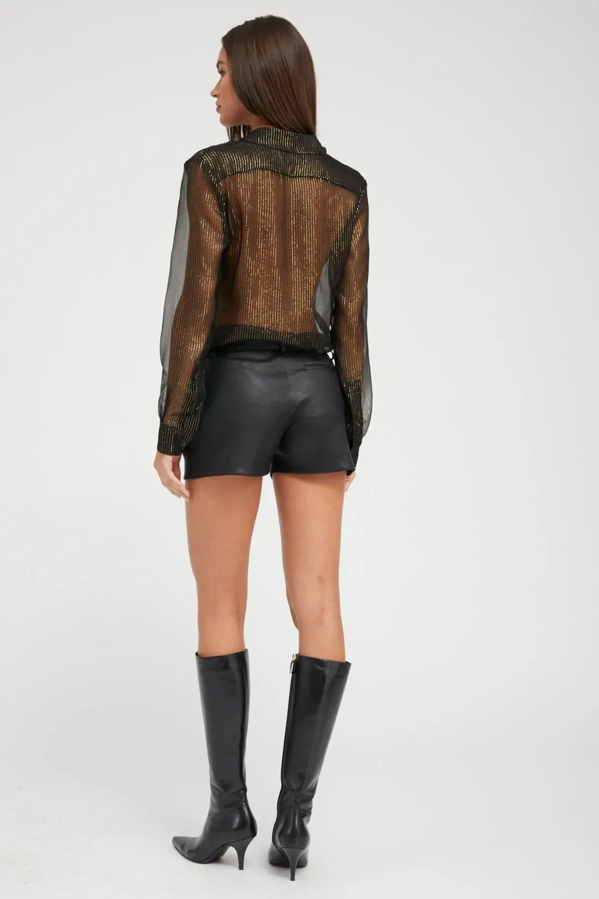 Black and Gold Silk Fitted Button Down sold by SPRWMN product image thumbnail 5