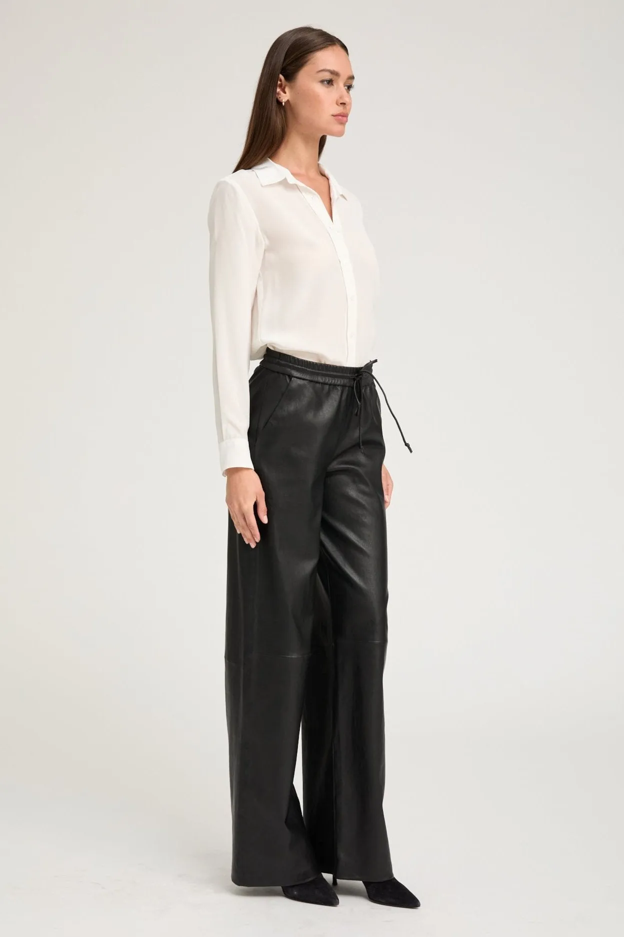 Black Leather Baggy Pants sold by SPRWMN product image thumbnail 3