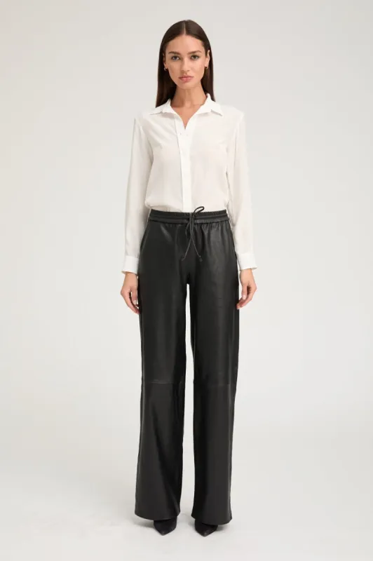 Black Leather Baggy Pants sold by SPRWMN