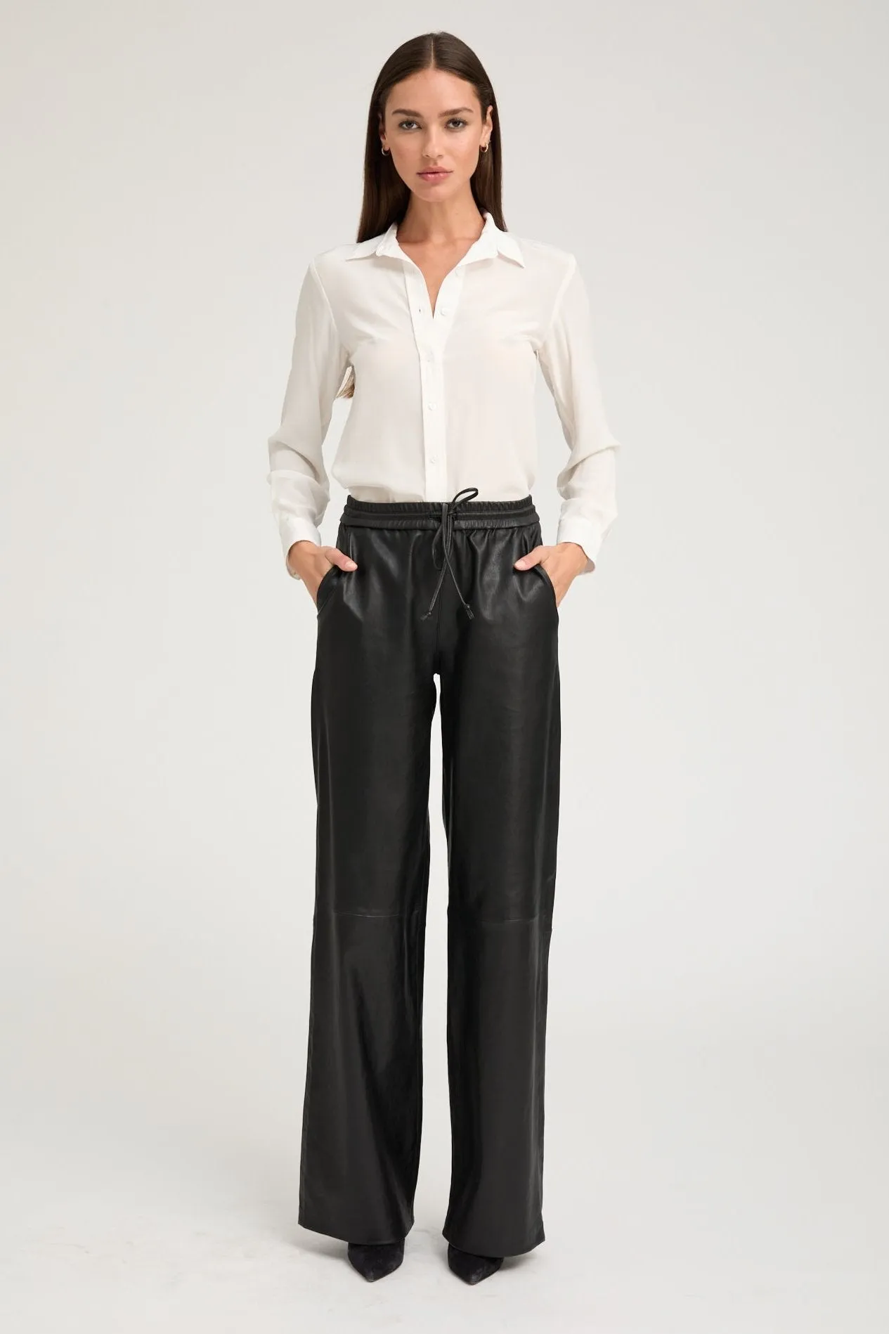 Black Leather Baggy Pants sold by SPRWMN product image thumbnail 2