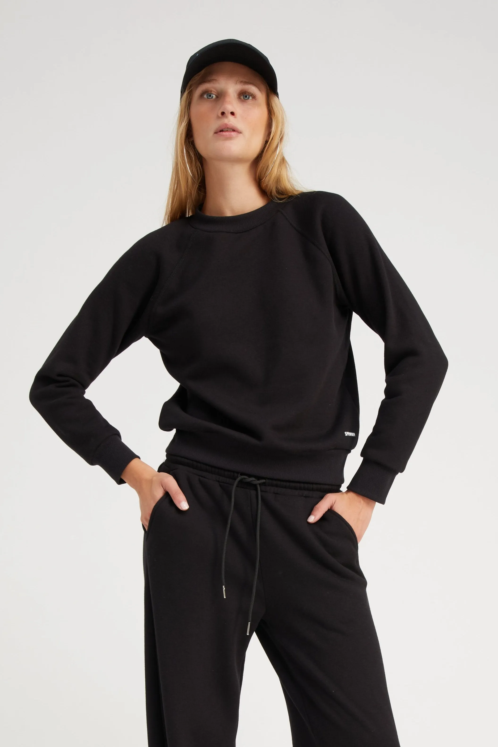 Black Shrunken Raglan Sweatshirt sold by SPRWMN