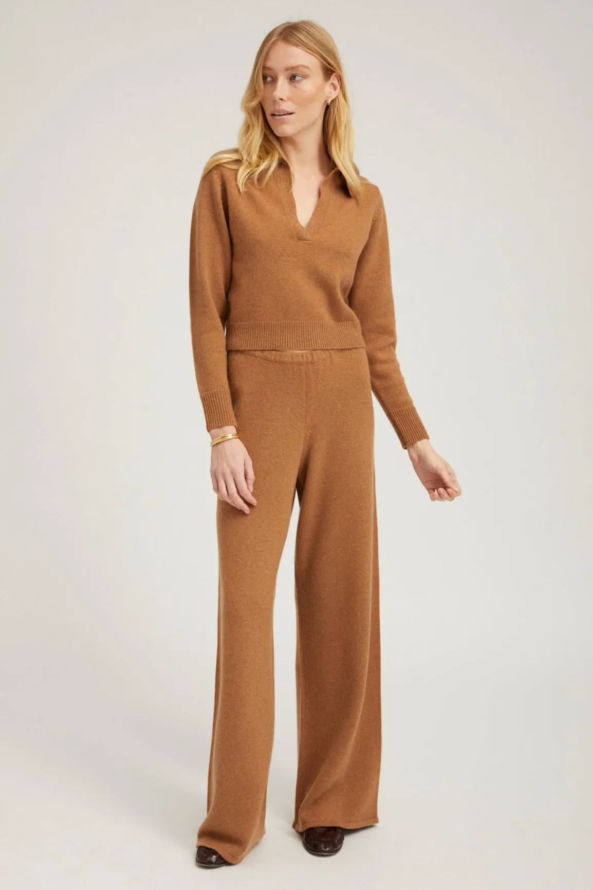 Tan Cashmere Henley Sweater sold by SPRWMN product image thumbnail 2