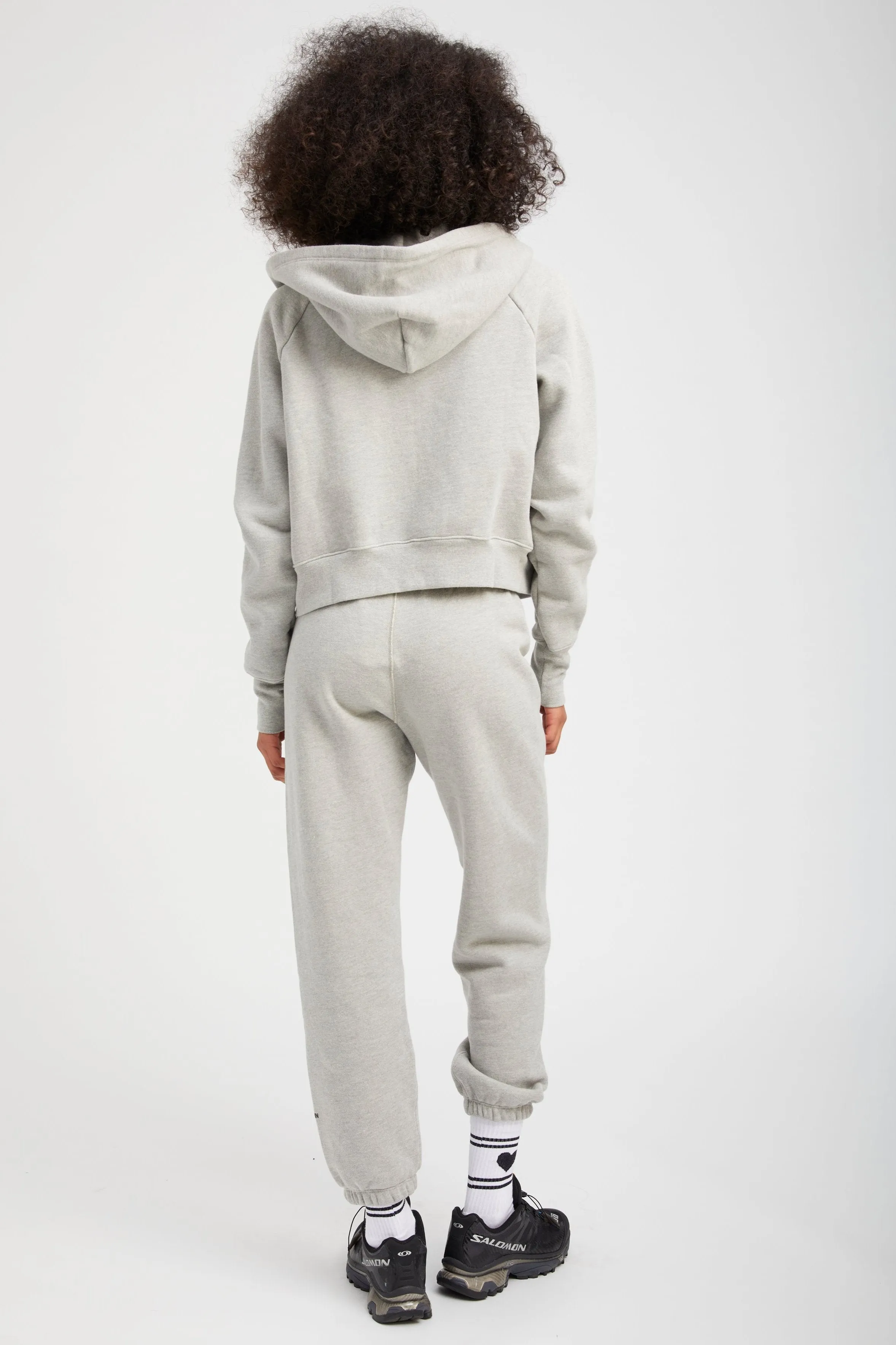 Heather Grey Cotton Shrunken Zip Up Hoodie sold by SPRWMN product image thumbnail 3