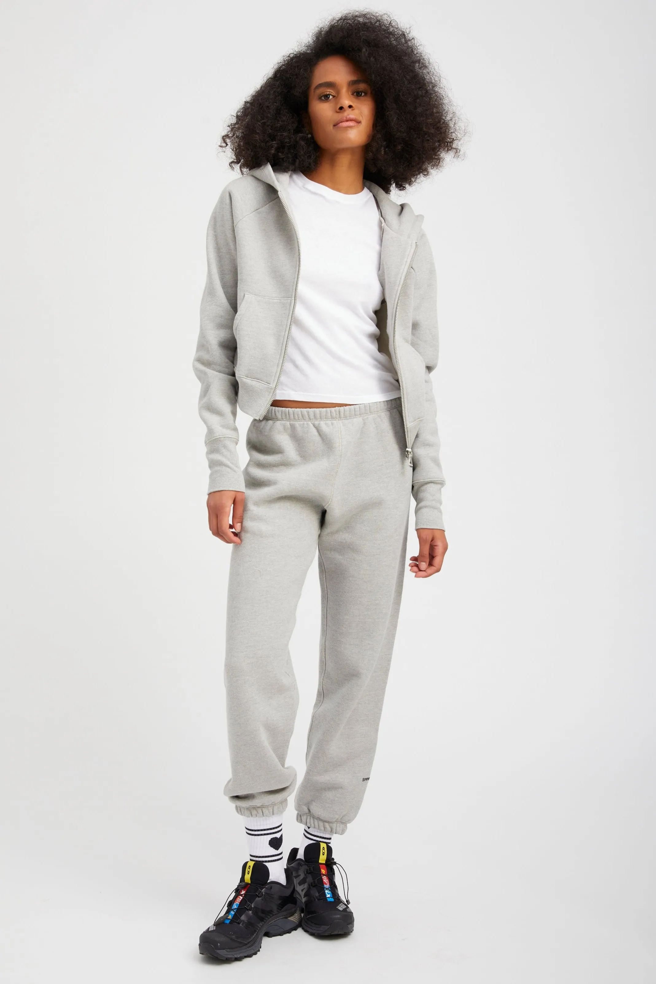 Heather Grey Cotton Mini Logo Sweatpants sold by SPRWMN