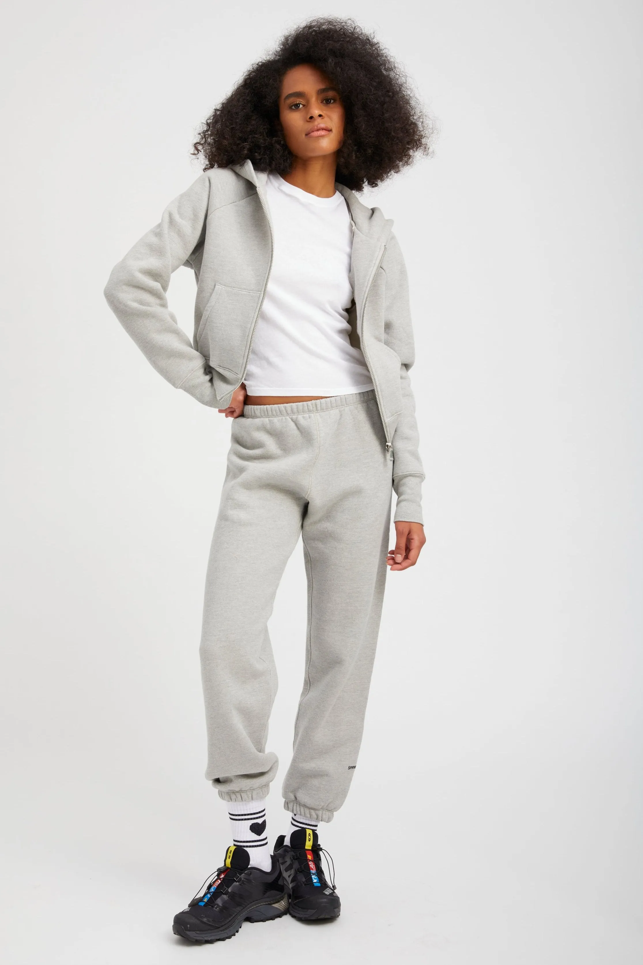 Heather Grey Cotton Mini Logo Sweatpants sold by SPRWMN product image thumbnail 2