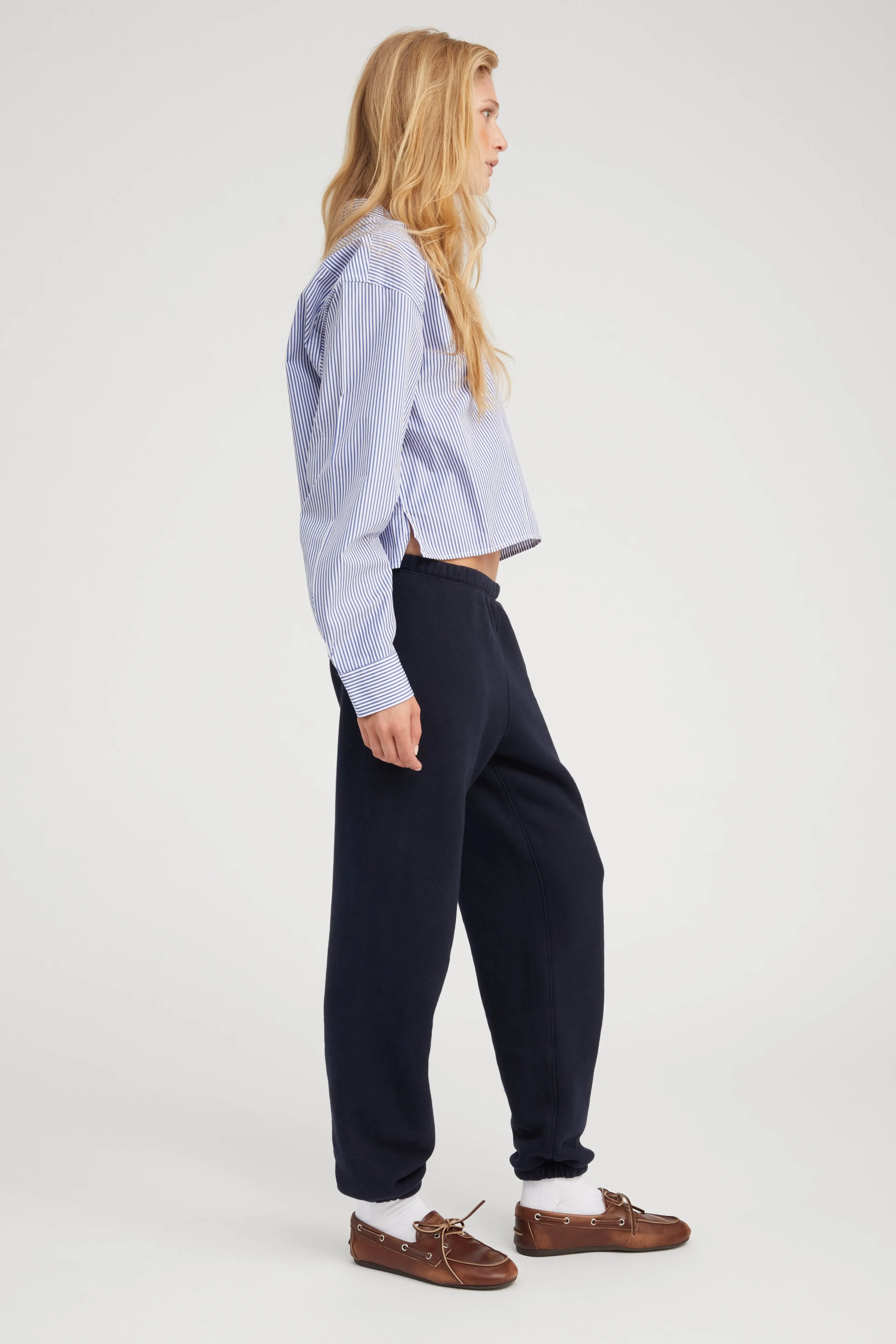 Navy Cotton Mini Logo Sweatpants sold by SPRWMN product image thumbnail 3