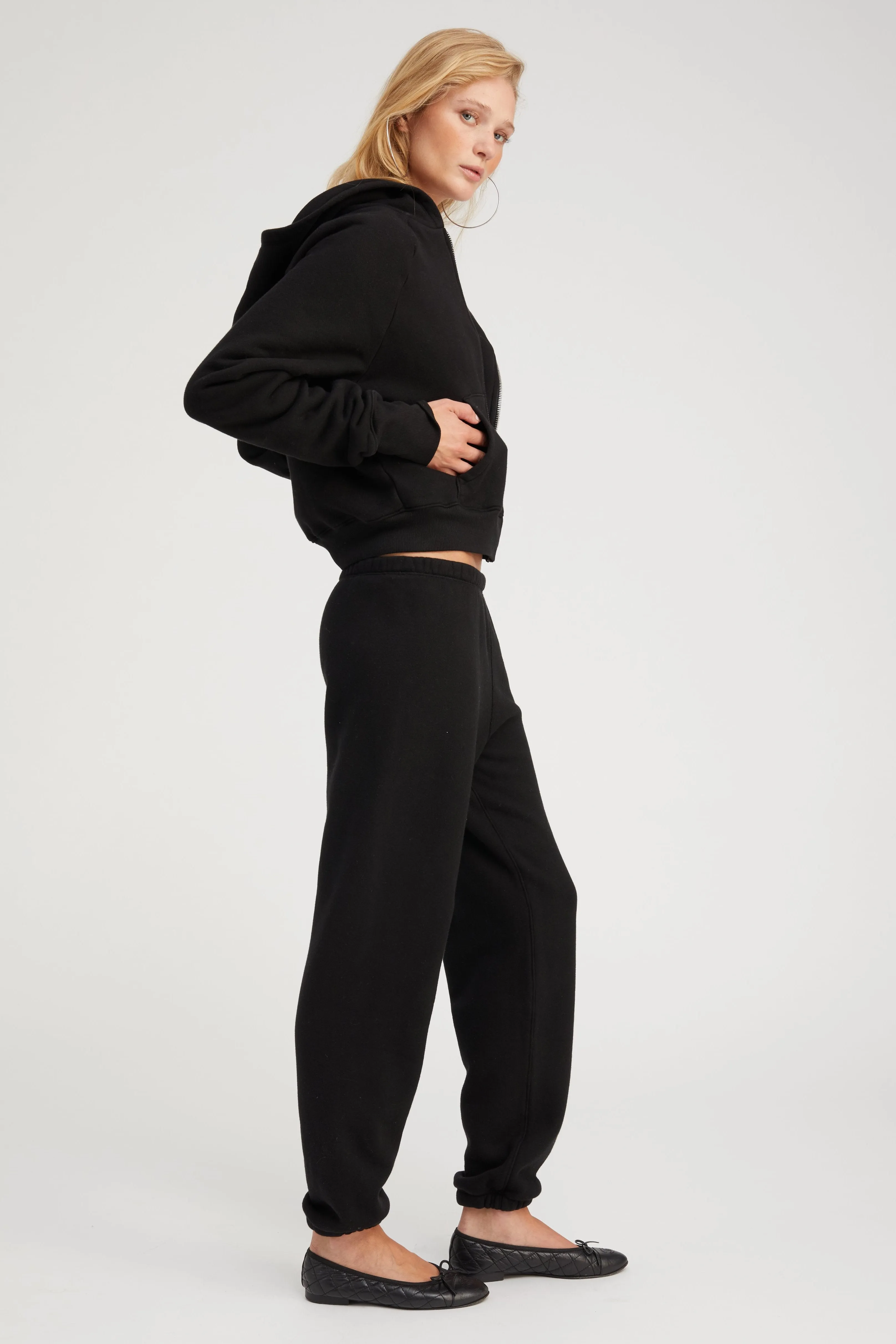 Black Cotton Mini Logo Sweatpants sold by SPRWMN product image thumbnail 3