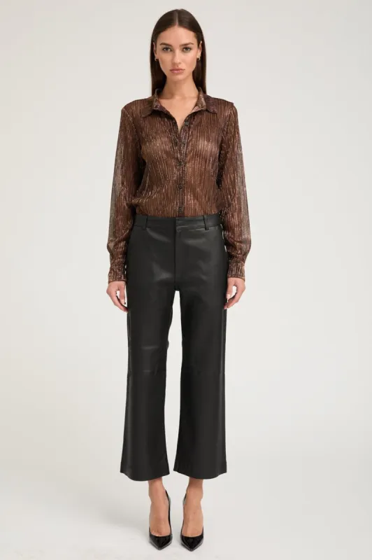 Black Leather Cropped Trousers sold by SPRWMN