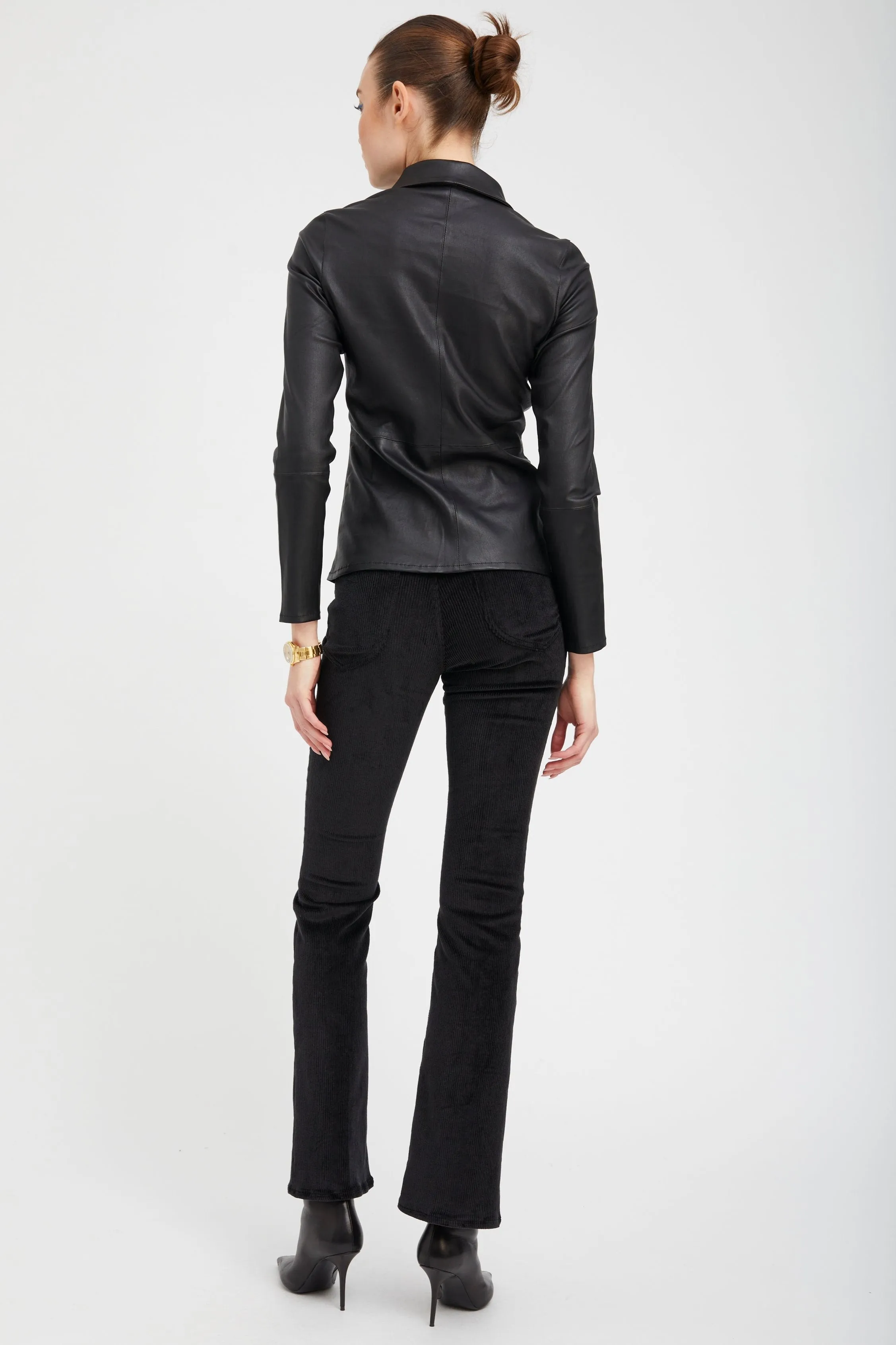 Black Leather Fitted Button Down sold by SPRWMN product image thumbnail 5