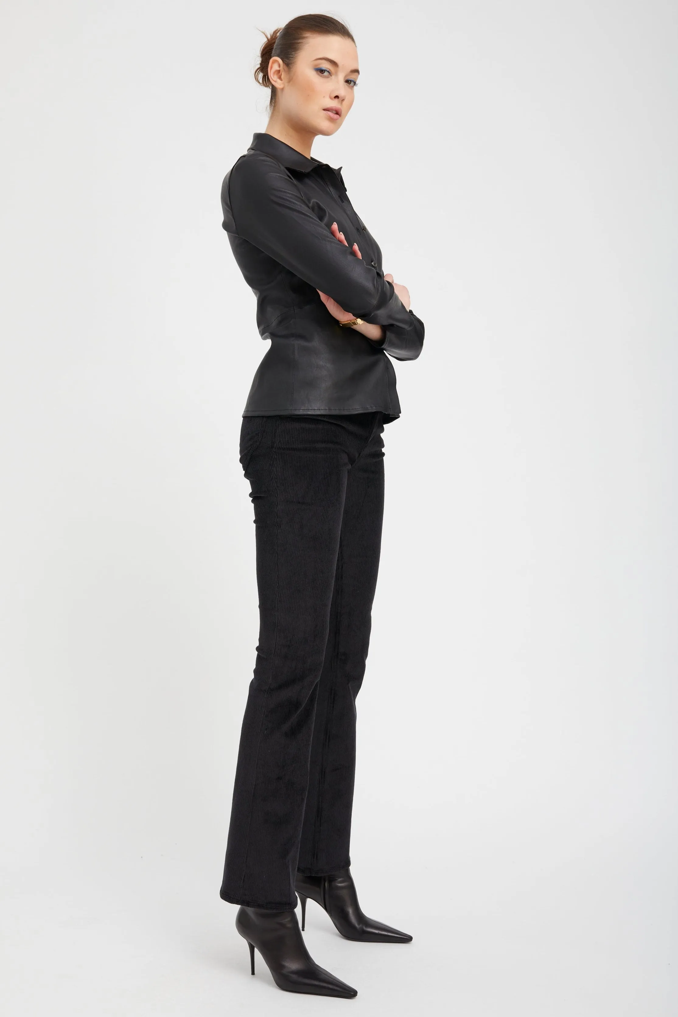 Black Leather Fitted Button Down sold by SPRWMN product image thumbnail 4