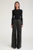 Black Stretch Leather Wide Leg sold by SPRWMN