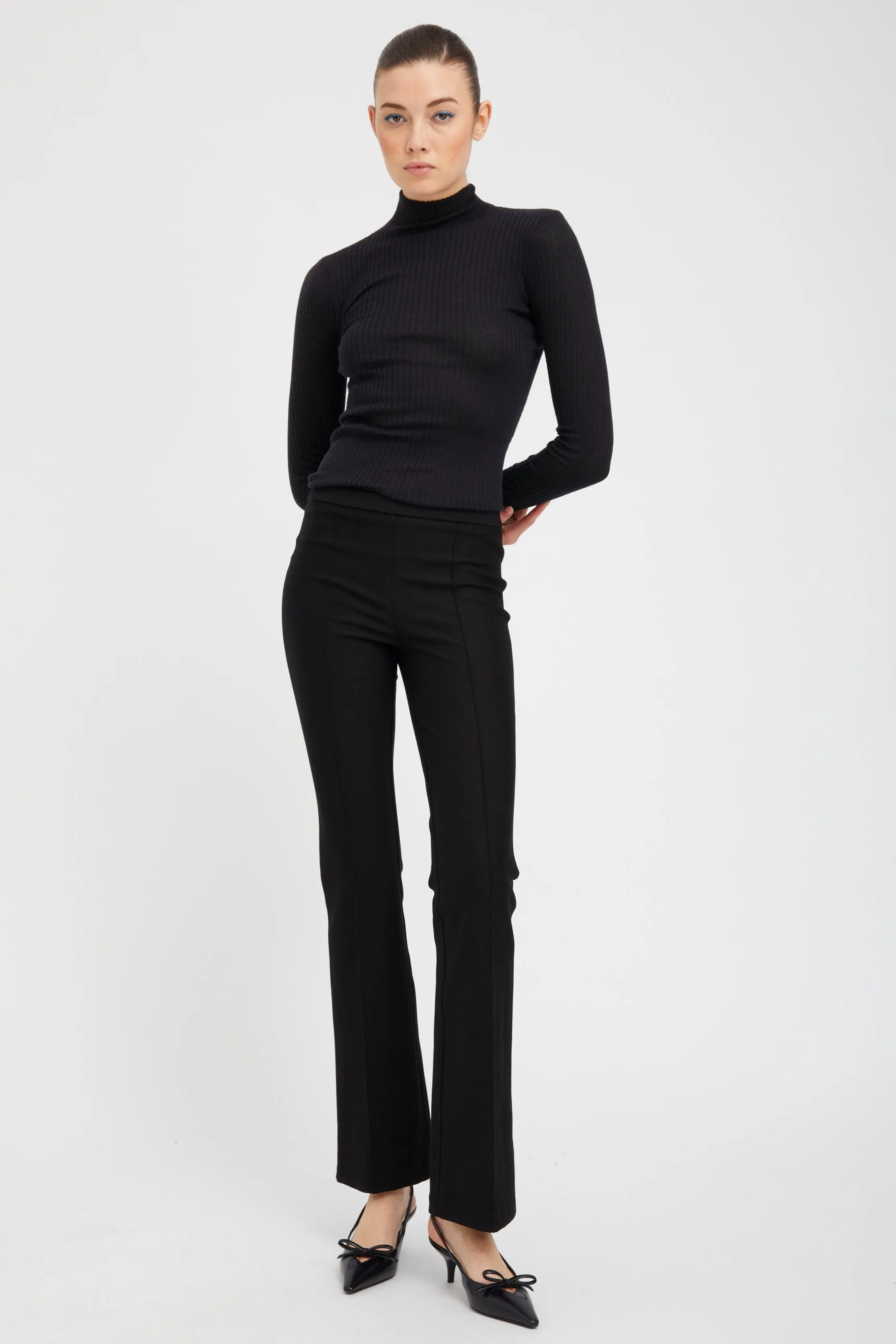 Black Casanova Pintuck Bootcut sold by SPRWMN