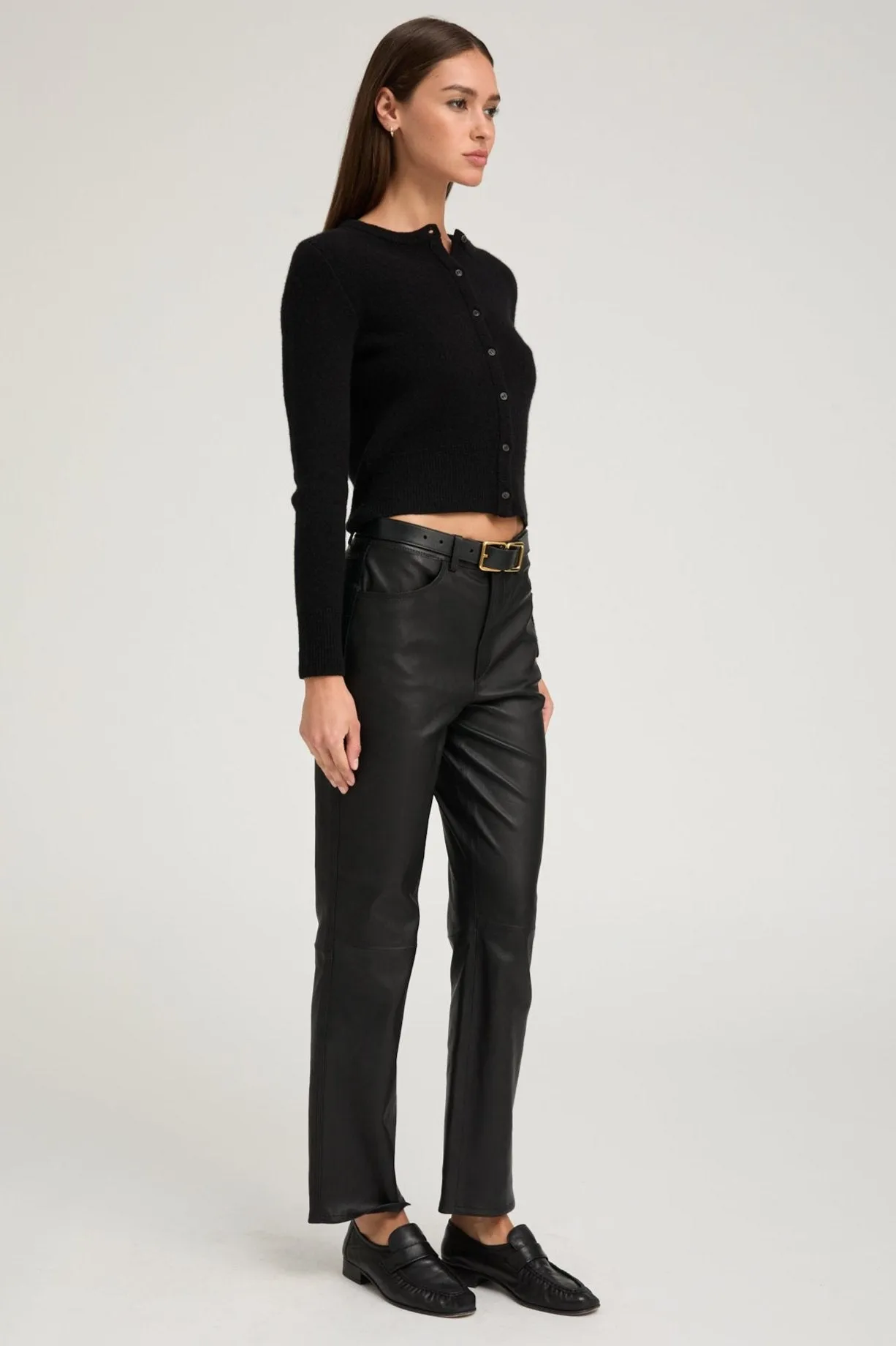 Black Leather 5 Pocket Slim Straight sold by SPRWMN product image thumbnail 3