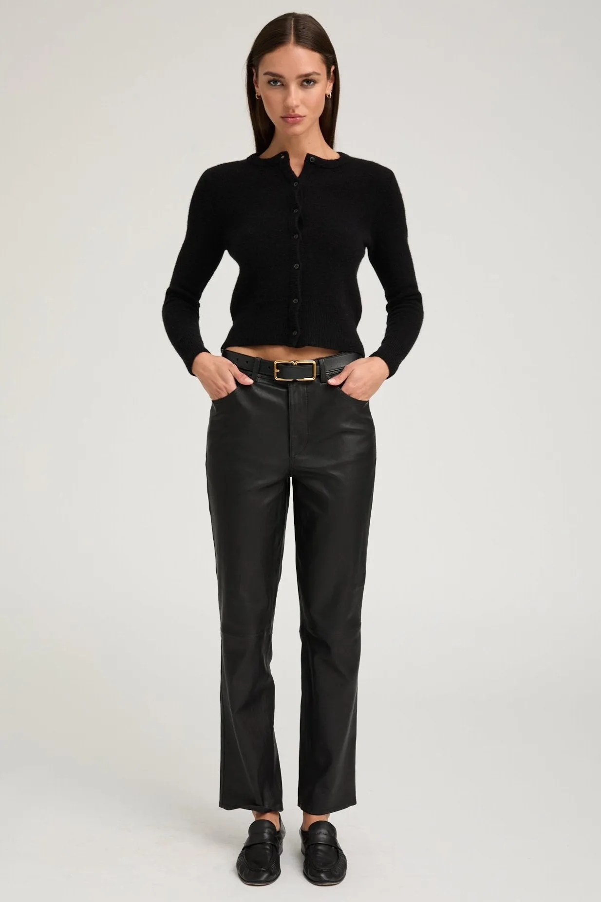 Black Leather 5 Pocket Slim Straight sold by SPRWMN product image thumbnail 2