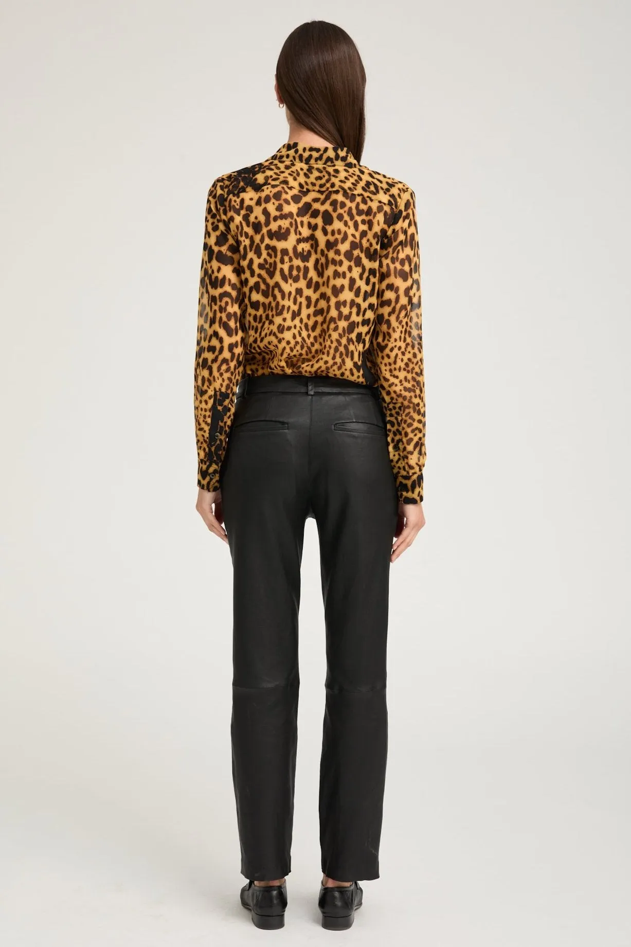 Black Leather Sophia Cigarette Trousers sold by SPRWMN product image thumbnail 3