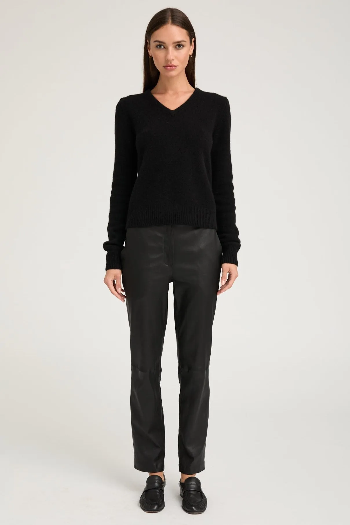 Black Leather Sophia Cigarette Trousers sold by SPRWMN product image thumbnail 5