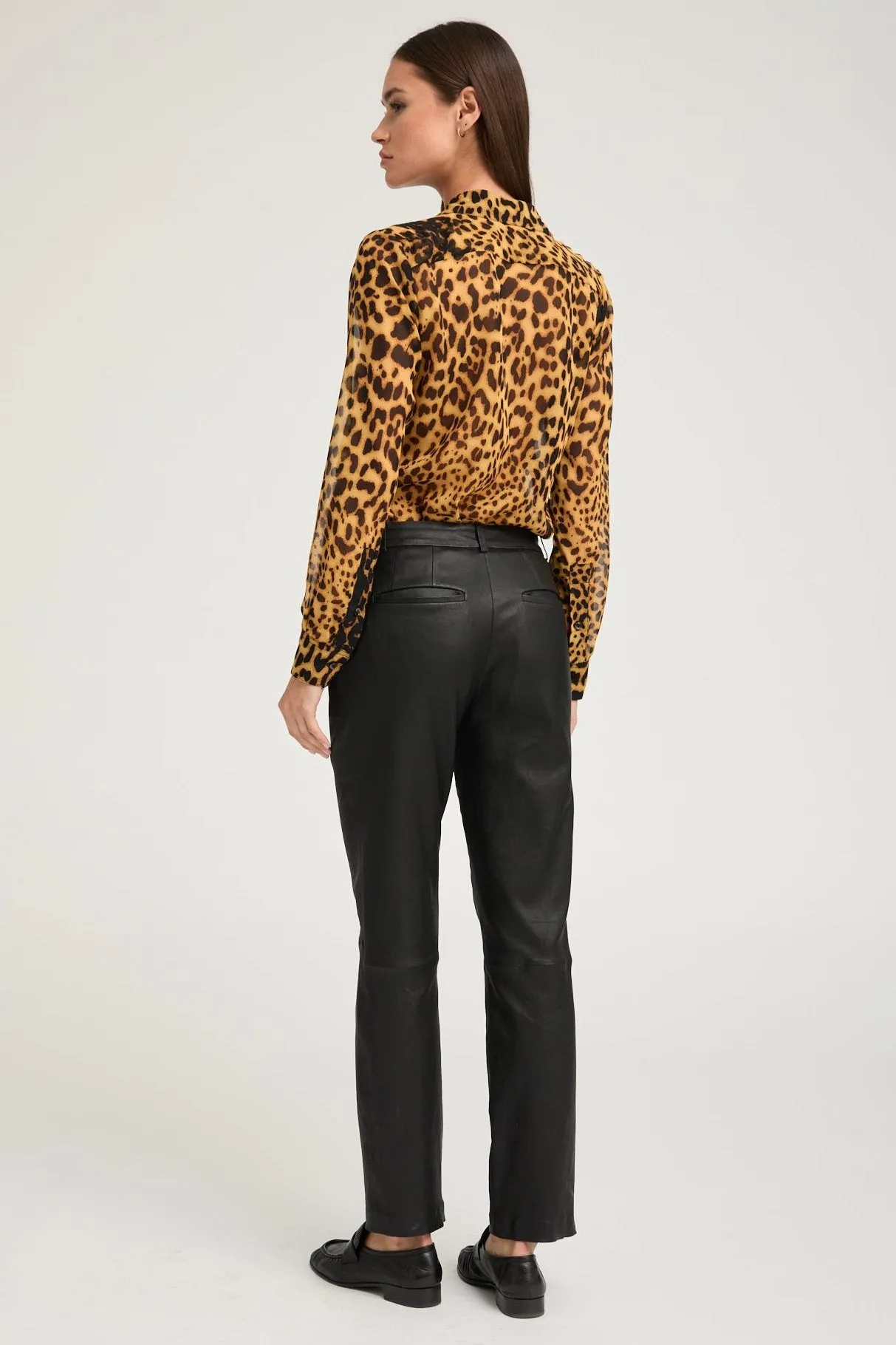 Black Leather Sophia Cigarette Trousers sold by SPRWMN product image thumbnail 4