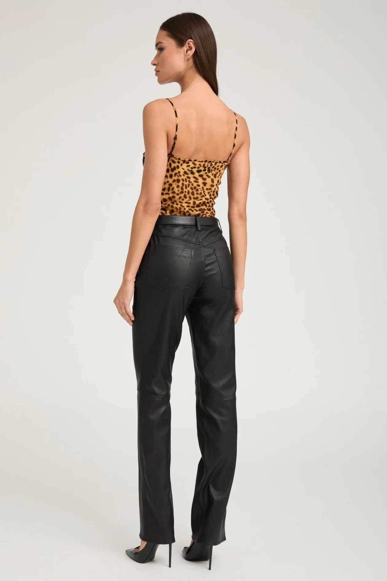 Black Leather 5 Pocket Ankle Slim Straight sold by SPRWMN product image thumbnail 4