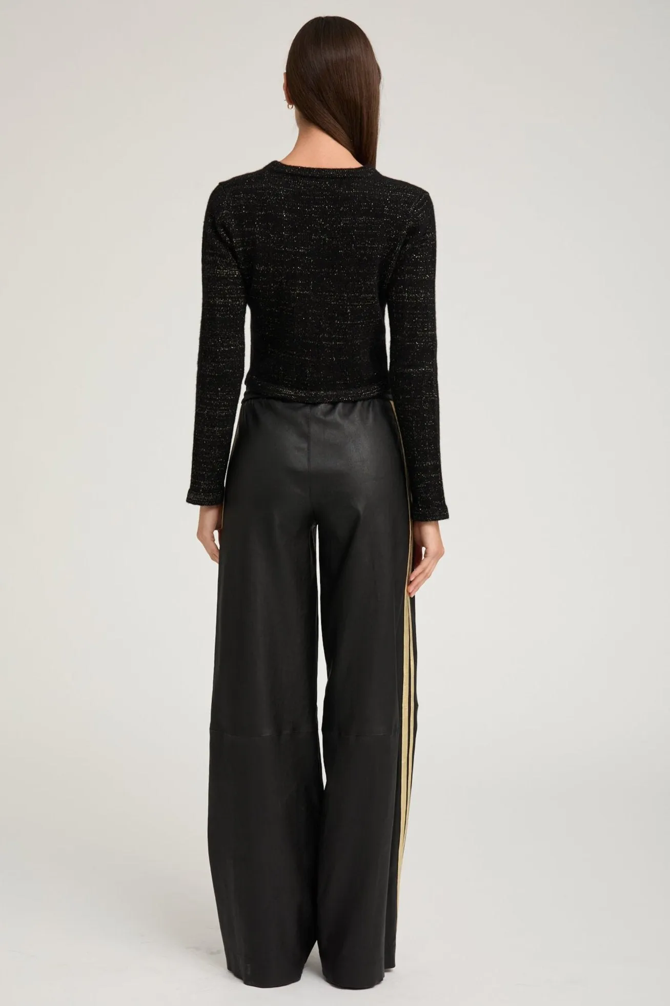 Black & Gold Leather Baggy Athletic Pants sold by SPRWMN product image thumbnail 3