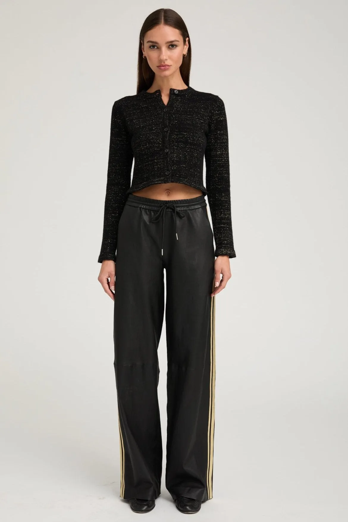 Black & Gold Leather Baggy Athletic Pants sold by SPRWMN
