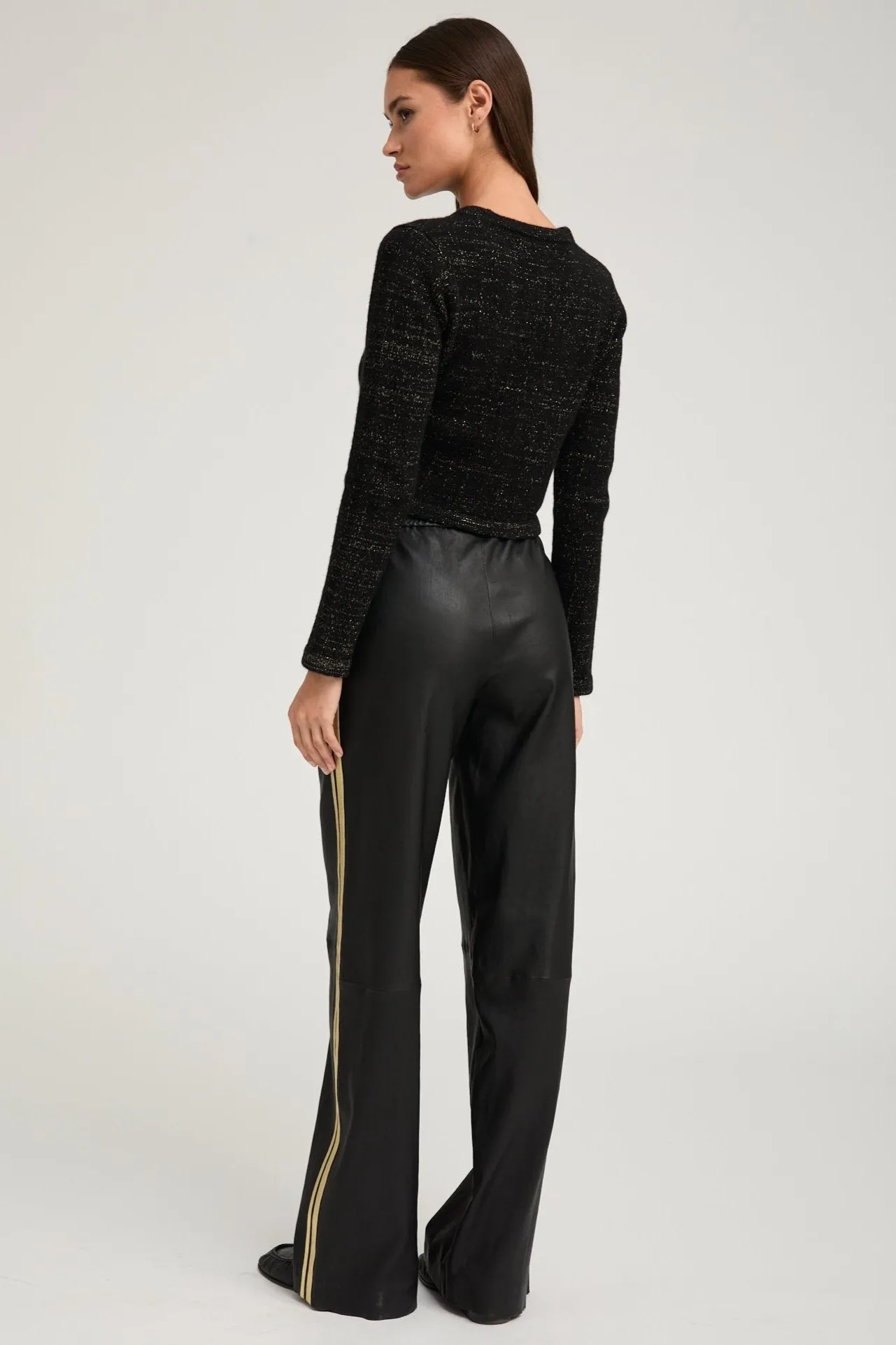 Black & Gold Leather Baggy Athletic Pants sold by SPRWMN product image thumbnail 4